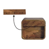 Extra Mini Wall Mounted Curved Oak-ish Bedside with Open Slot | Mango Wood