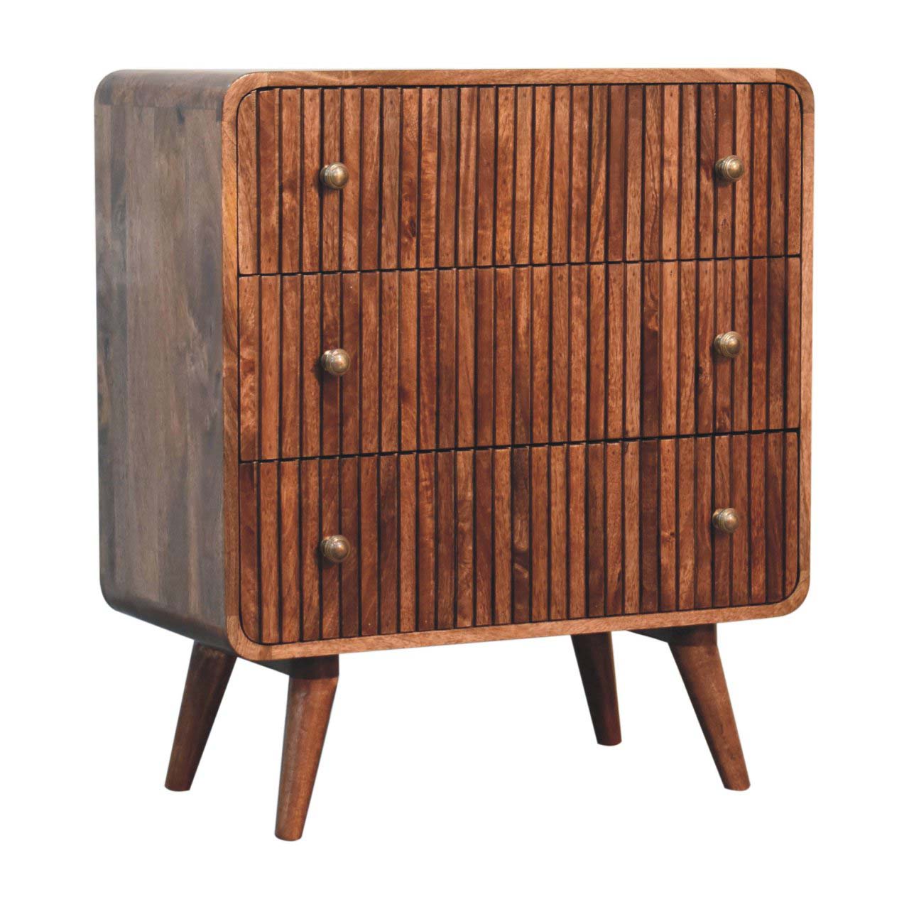 Honey Caramel T-bar Ridged Chest of Drawers