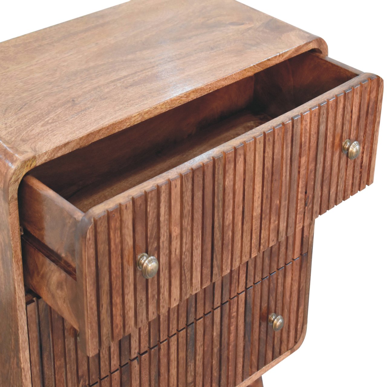 Honey Caramel T-bar Ridged Chest of Drawers