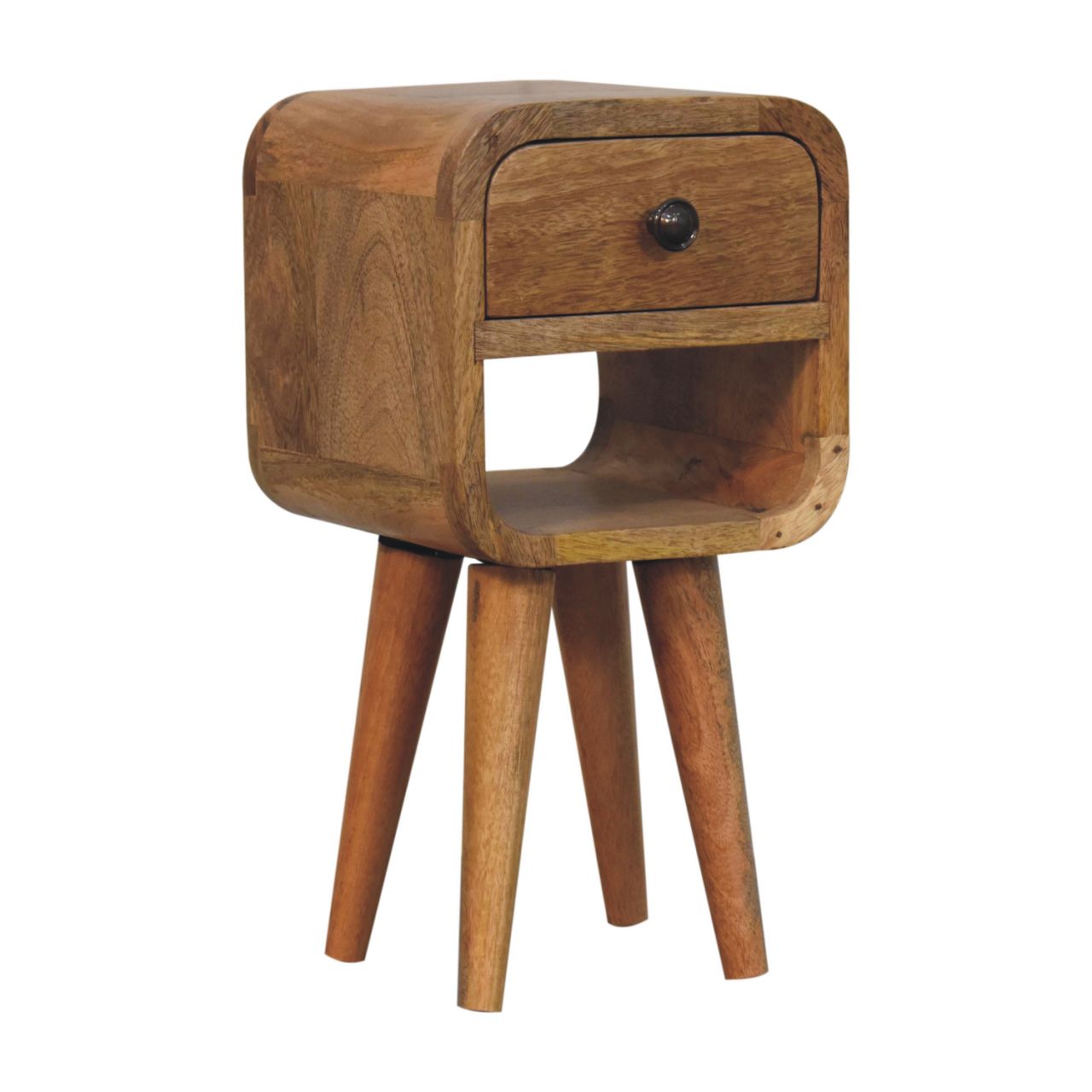 Extra Mini Oak-ish Curve Lower Bedside Table