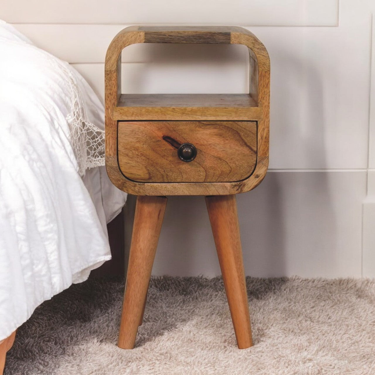 Extra Mini Oakish Curve Open Slot Bedside