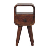 Extra Mini Chestnut Curve Open Slot Bedside Table