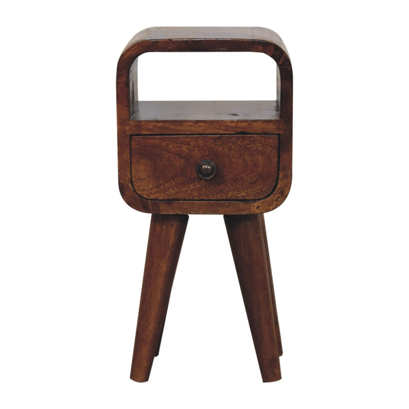 Extra Mini Chestnut Curve Open Slot Bedside Table