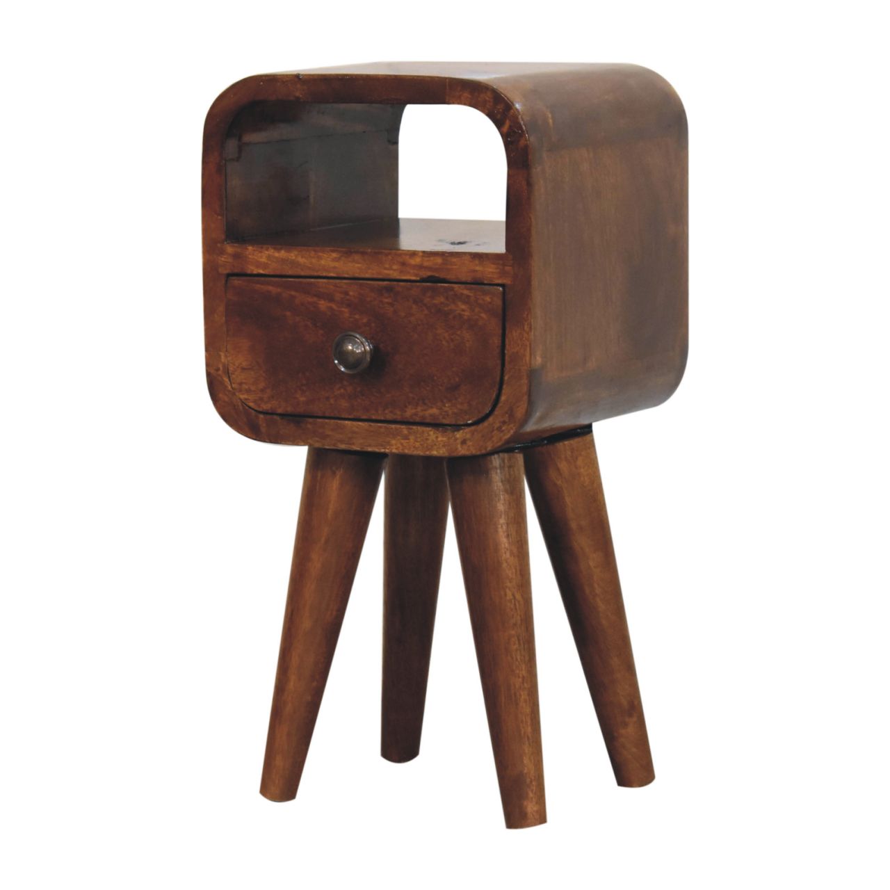 Extra Mini Chestnut Curve Open Slot Bedside Table