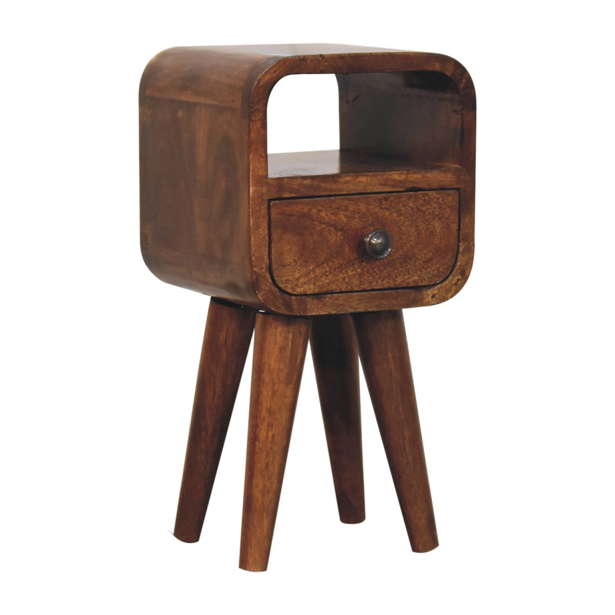 Extra Mini Chestnut Curve Open Slot Bedside Table