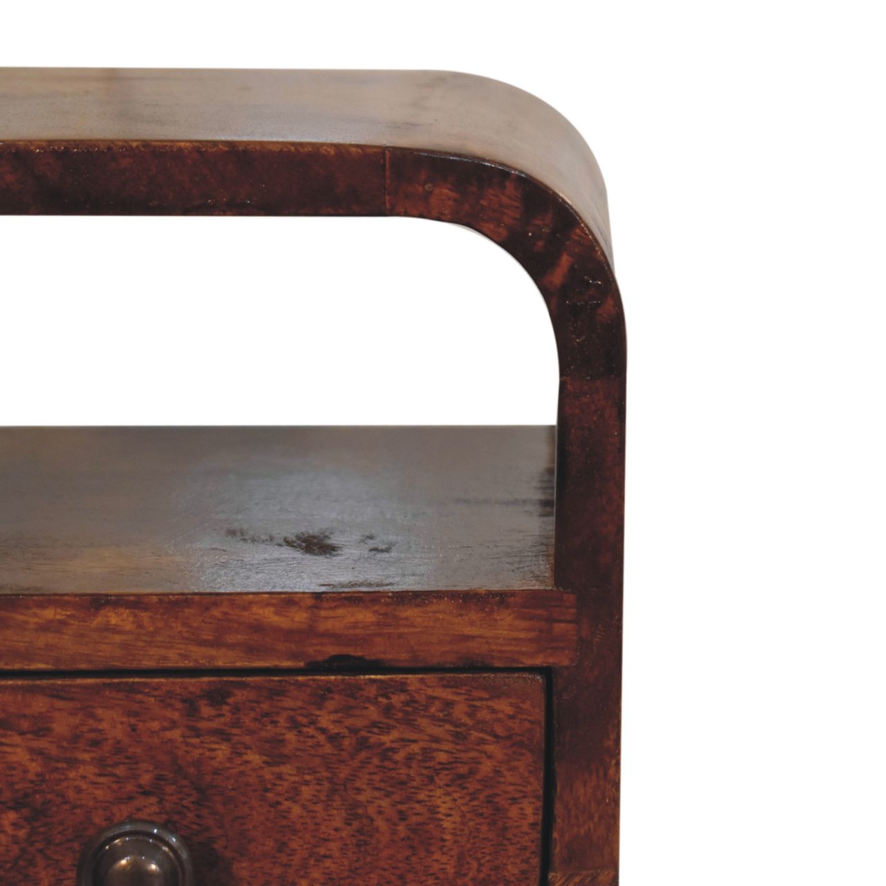 Extra Mini Chestnut Curve Open Slot Bedside Table