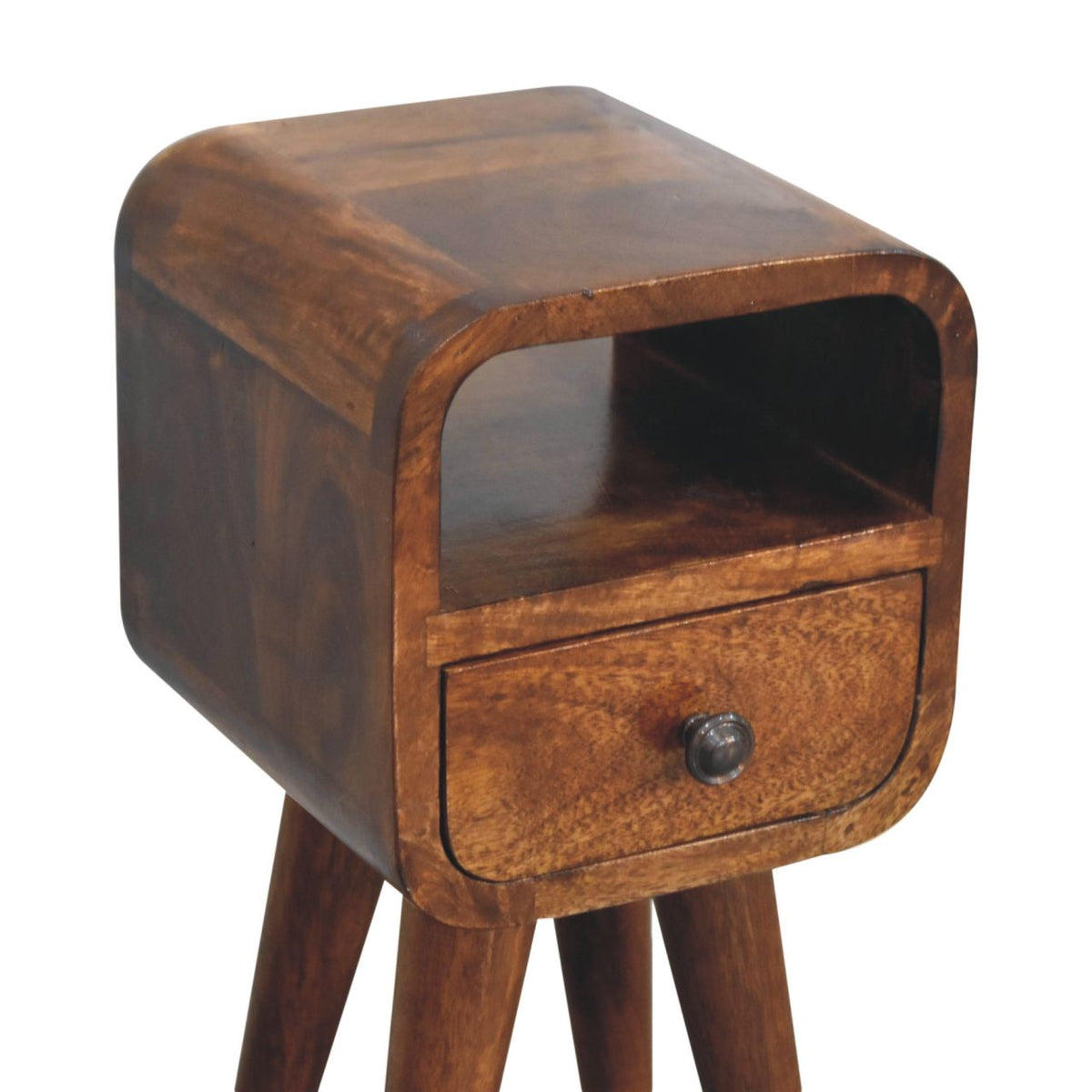 Extra Mini Chestnut Curve Open Slot Bedside Table