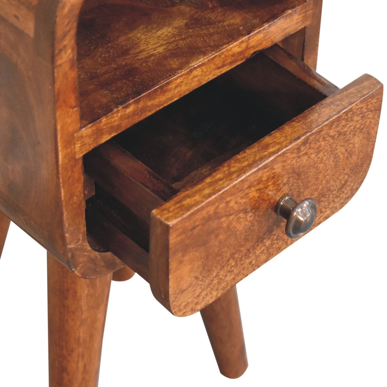 Extra Mini Chestnut Curve Open Slot Bedside Table