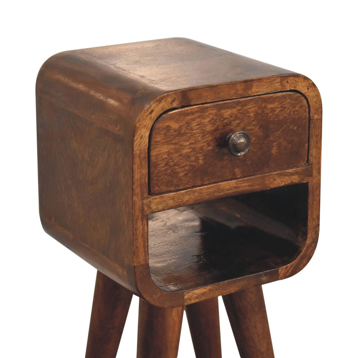 Extra Mini Chestnut Curve Lower Bedside Table