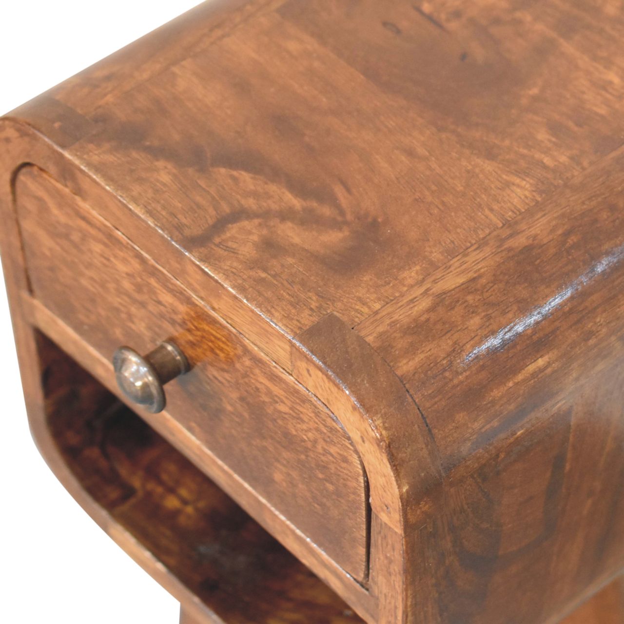 Extra Mini Chestnut Curve Lower Bedside Table