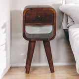 Extra Mini Chestnut Curve Lower Bedside Table