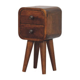 Extra Mini Curved Chestnut Bedside Table