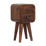 Extra Mini Curved Chestnut Bedside Table