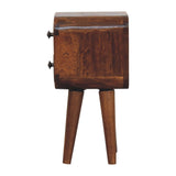 Extra Mini Curved Chestnut Bedside Table