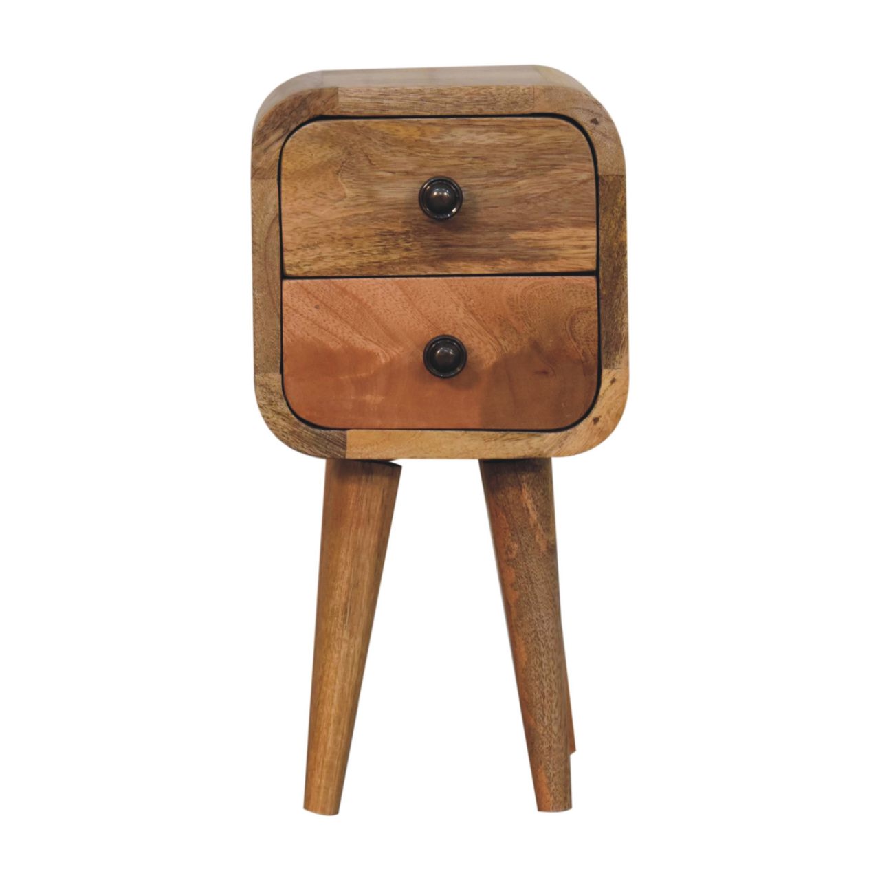 Extra Mini Curved Oak-ish Bedside Table