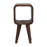 Extra Mini Minimalist Open Curved Chestnut Bedside Table
