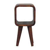 Extra Mini Minimalist Open Curved Chestnut Bedside Table