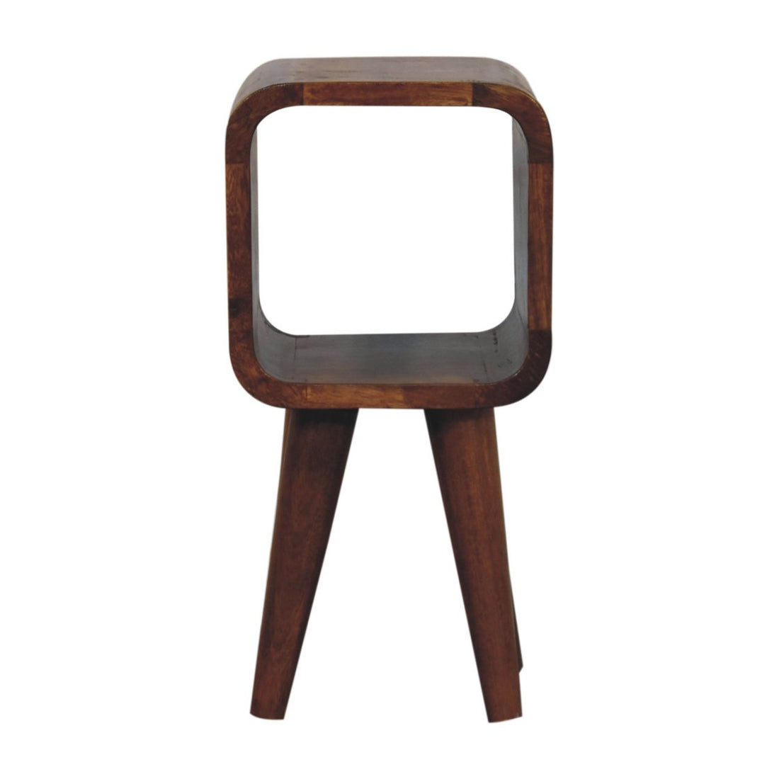 Extra Mini Minimalist Open Curved Chestnut Bedside Table