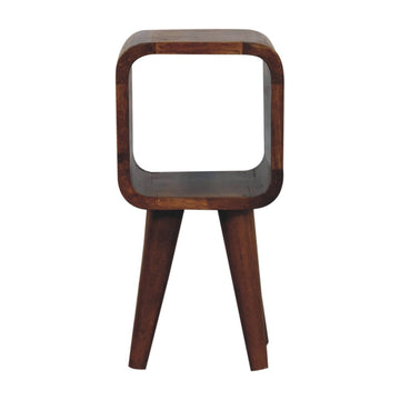 Extra Mini Minimalist Open Curved Chestnut Bedside Table
