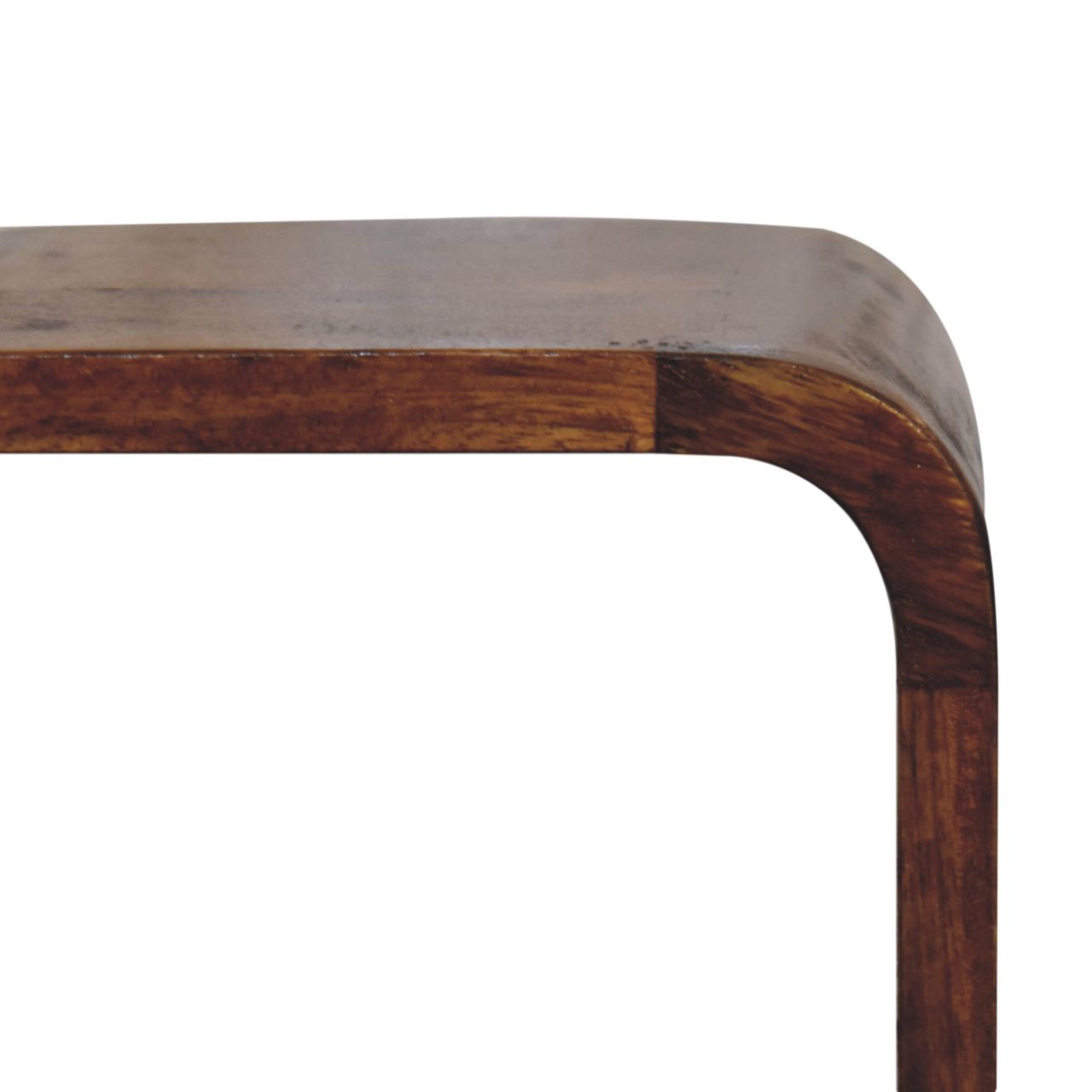 Extra Mini Minimalist Open Curved Chestnut Bedside Table