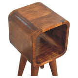 Extra Mini Minimalist Open Curved Chestnut Bedside Table