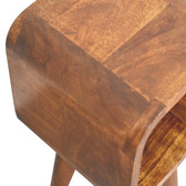Extra Mini Minimalist Open Curved Chestnut Bedside Table