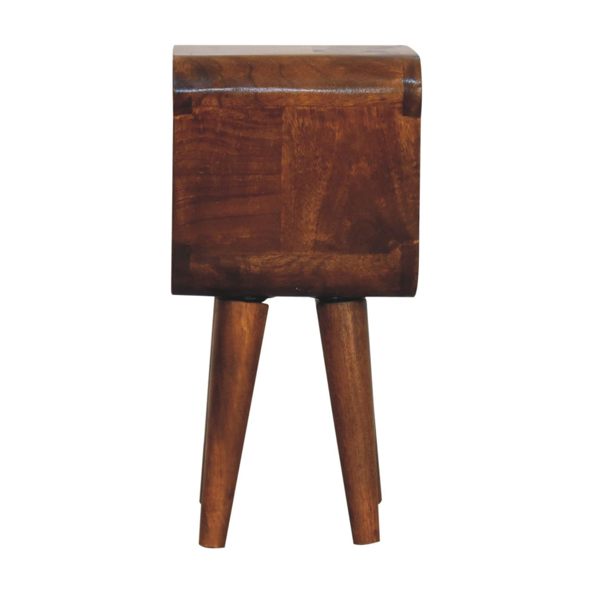 Extra Mini Minimalist Open Curved Chestnut Bedside Table