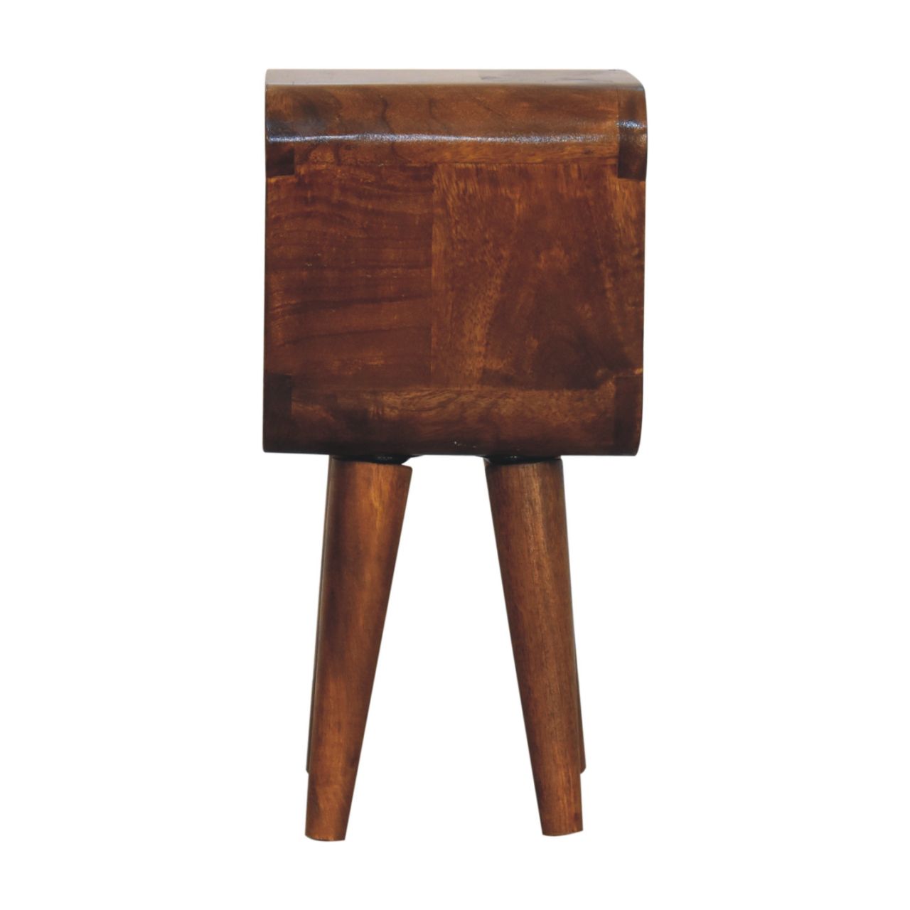 Extra Mini Minimalist Open Curved Chestnut Bedside Table