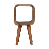 Extra Mini Minimalist Open Curved Oak-ish Bedside Table