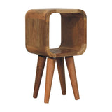 Extra Mini Minimalist Open Curved Oak-ish Bedside Table | Open Shelf