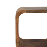 Extra Mini Minimalist Open Curved Oak-ish Bedside Table | Open Shelf