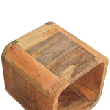 Extra Mini Minimalist Open Curved Oak-ish Bedside Table | Open Shelf