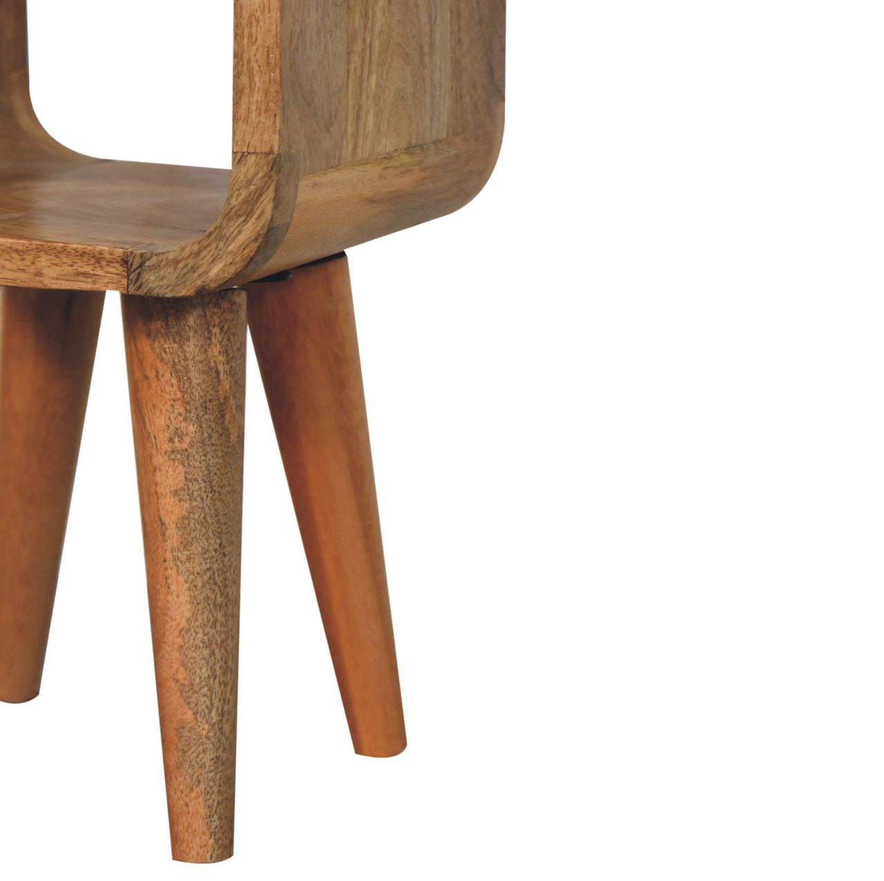 Extra Mini Minimalist Open Curved Oak-ish Bedside Table | Open Shelf
