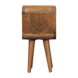 Extra Mini Minimalist Open Curved Oak-ish Bedside Table | Open Shelf
