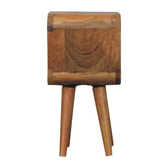 Extra Mini Minimalist Open Curved Oak-ish Bedside Table | Open Shelf