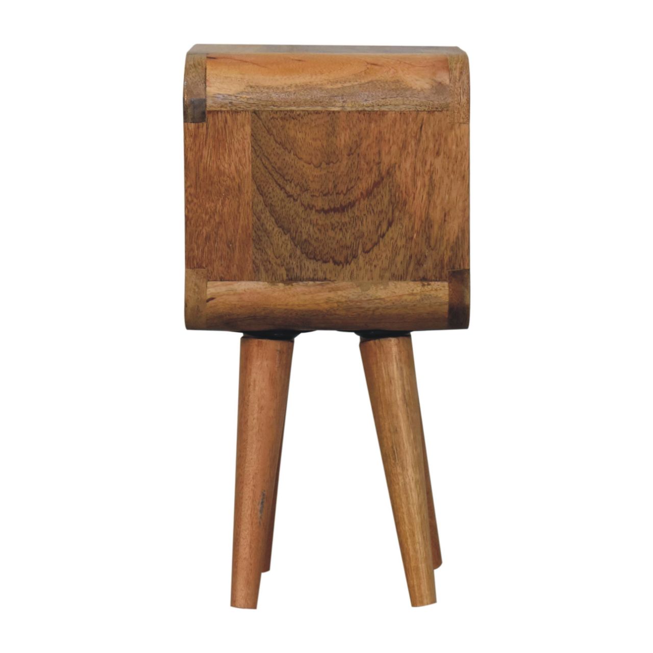 Extra Mini Minimalist Open Curved Oak-ish Bedside Table | Open Shelf