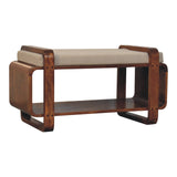 Loop Chestnut Bench | Linen Open Shelf