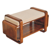 Loop Chestnut Bench | Linen Open Shelf