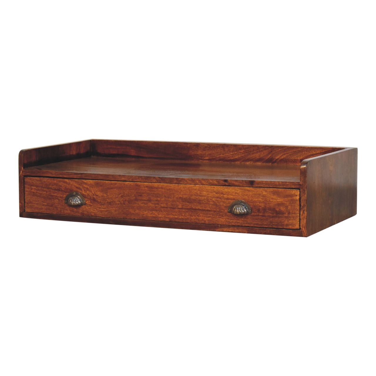 Belmont Wall-Mounted Console Shelf Chest of Drawers | Chestnut Mango Wood