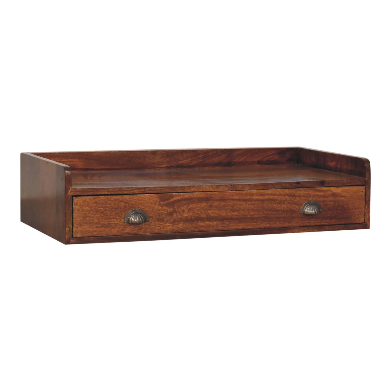 Belmont Wall-Mounted Console Shelf Chest of Drawers | Chestnut Mango Wood