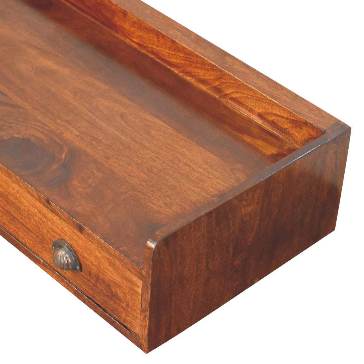 Belmont Wall-Mounted Console Shelf Chest of Drawers | Chestnut Mango Wood