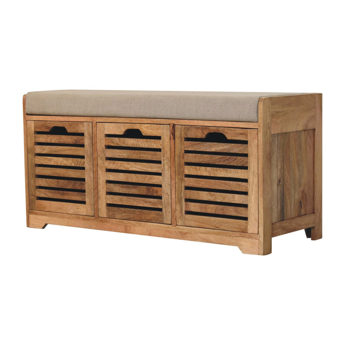 Shutter Oak-ish Shoe Bench | Boucle