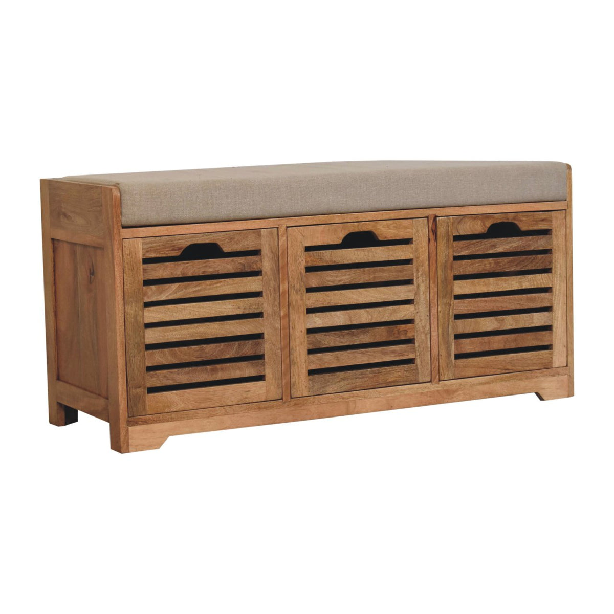 Shutter Oak-ish Shoe Bench | Boucle