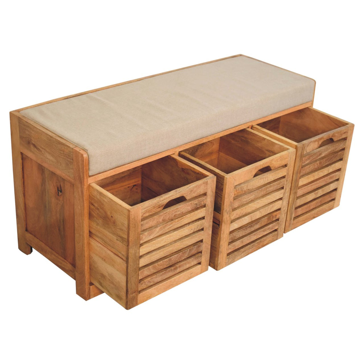 Shutter Oak-ish Shoe Bench | Boucle