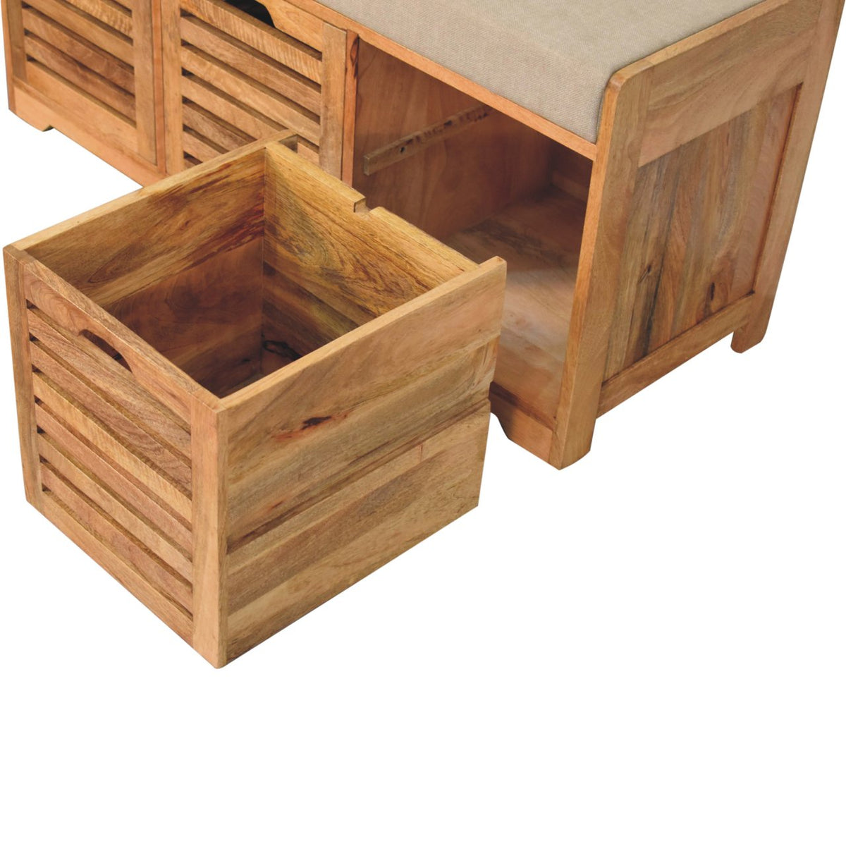 Shutter Oak-ish Shoe Bench | Boucle