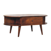 Chestnut Oval Coffee Table with 2 Drawers