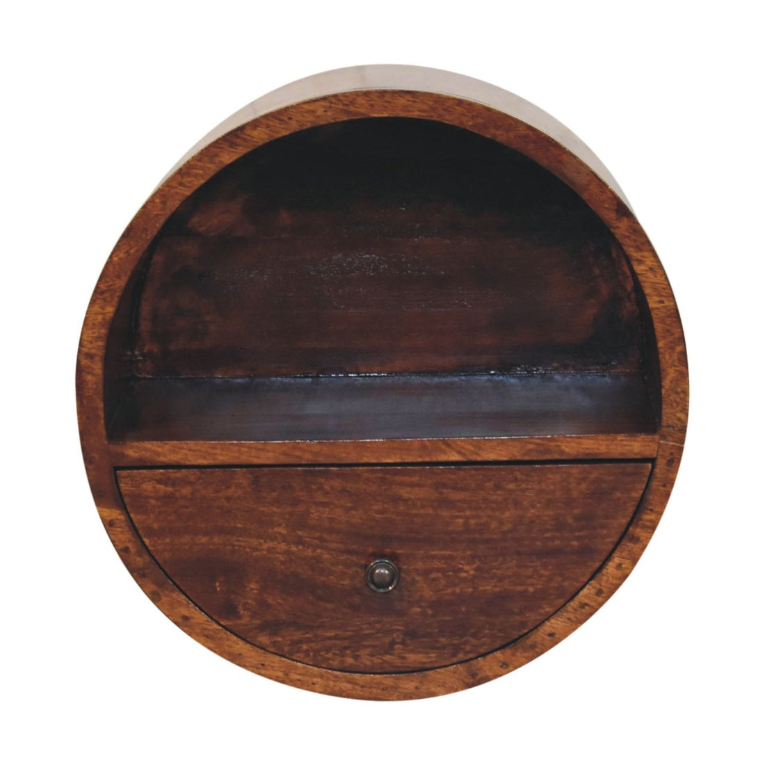 Floating Circle Chestnut Bedside Table