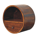 Floating Circle Chestnut Bedside Table
