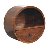 Floating Circle Chestnut Bedside Table
