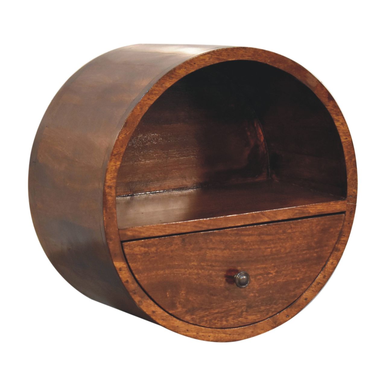 Floating Circle Chestnut Bedside Table
